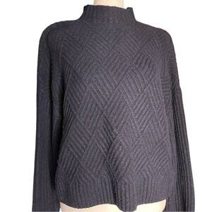 Forever 21 Dark Blue Knit Cross Diamond Pattern Stretchy Sweater Size S